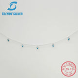925 Silver Evil Eye Choker Necklace with Tear Pearl Shape