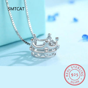925 Silver Crown Pendant Necklace For Women Wedding Party S925 Jewelry