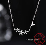 925 Silver Flower CZ Necklace Wedding Gift DF190