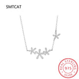 925 Silver Flower CZ Necklace Wedding Gift DF190
