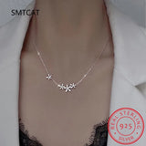 925 Silver Flower CZ Necklace Wedding Gift DF190