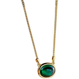 925 Silver Necklace Women 20k Yellow Plating Emerald Classical Style Jewelry