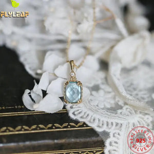 925 Silver Necklace Crystal 20k Yellow Plating Women's Classical Style
