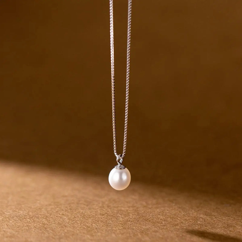 925 Sterling Silver Necklace Box Chain Pearl Necklaces & Pendants