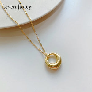 925 Silver Circle Lariat Pendant Necklace for Women
