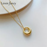 925 Silver Circle Lariat Pendant Necklace for Women