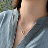 925 Silver Circle Lariat Pendant Necklace for Women
