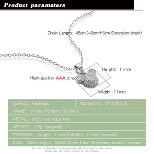 925 Silver Mickey Pendant Necklace for Women
