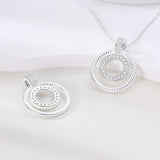 925 Silver Necklace Round Pave CZ Anniversary Jewelry
