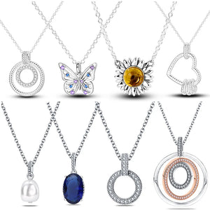 925 Silver Necklace Round Pave CZ Anniversary Jewelry