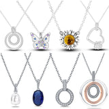 925 Silver Necklace Round Pave CZ Anniversary Jewelry