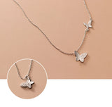 925 Silver Butterfly CZ Necklace for Women Gift