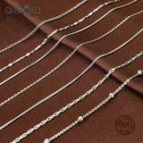 Real 925 Sterling Silver Necklace 7 Style Long Choker Silverware Chain
