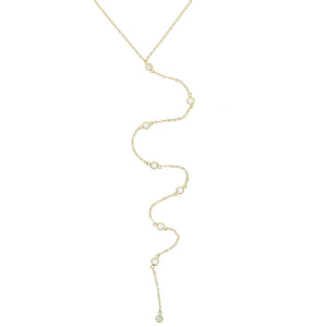 925 Silver Necklace CZ Stone Lariat Women Jewelry