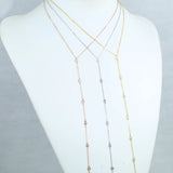 925 Silver Necklace CZ Stone Lariat Women Jewelry