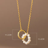 925 Silver Pearl Double Circle Choker Necklace Female Jewelry