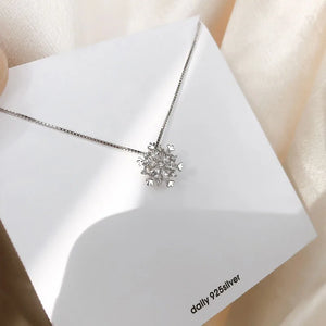 925 Sterling Silver Snowflake Clavicle Necklace Women Jewelry