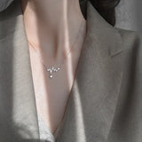 925 Silver Necklace Love Zircon Pendant Party Gift