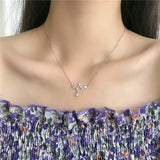 925 Silver Necklace Love Zircon Pendant Party Gift