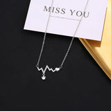925 Silver Necklace Love Zircon Pendant Party Gift