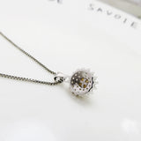 925 Silver Necklace, 6mm Shell Pearl & Zircon, 40/45cm+5cm Chain