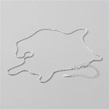 925 Sterling Silver Block Beads Chain Necklace Women Jewelry
