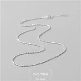 925 Sterling Silver Block Beads Chain Necklace Women Jewelry