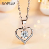925 Sterling Silver Heart Pendant Necklace Mother's Love Water-wave Chain