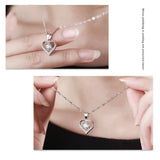925 Sterling Silver Heart Pendant Necklace Mother's Love Water-wave Chain