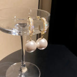 925 Silver Dangle Earrings Cubic Zircon Pearl Drop Earrings