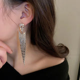 925 Sterling Silver Long Dangle Drop Earrings Punk Rock Female Jewelry