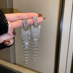 925 Sterling Silver Long Dangle Drop Earrings Punk Rock Female Jewelry