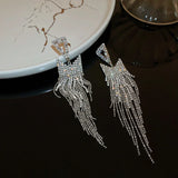 925 Sterling Silver Long Dangle Drop Earrings Punk Rock Female Jewelry
