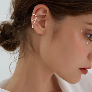 925 Silver Ear Cuff Wrap Chain Tassel Earring for Women
