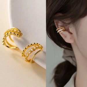 925 Silver Ear Cuff Wrap Three Layered Cartilage Earrings