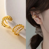 925 Silver Ear Cuff Wrap Three Layered Cartilage Earrings