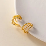 925 Silver Ear Cuff Wrap Three Layered Cartilage Earrings