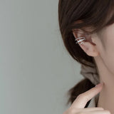 925 Silver Ear Cuff Wrap Three Layered Cartilage Earrings