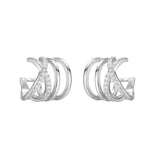 925 Silver Non-pierced Ear Cuff with Zircon Cross Cartilage Earrings