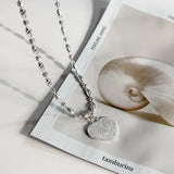 925 Silver Olive Chain Heart Pendant Gift for Women