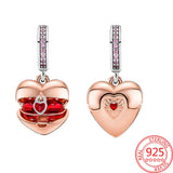 925 Silver Heart Locket Charm for Women's Wedding Party