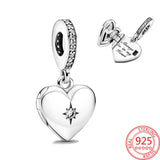 925 Silver Heart Locket Charm for Women's Wedding Party