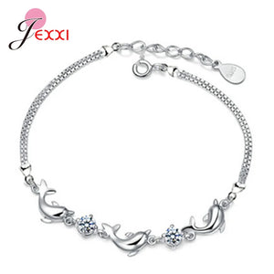 925 Sterling Silver Dolphin Pendant Bracelet for Women