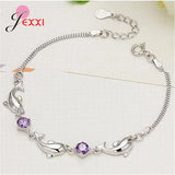 925 Sterling Silver Dolphin Pendant Bracelet for Women