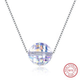 925 Silver Crystal Ball Pendant Necklace for Women S925 Jewelry