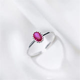 925 Sterling Silver Oval Bead Charm Finger Rings Retro Wedding Party Jewelry