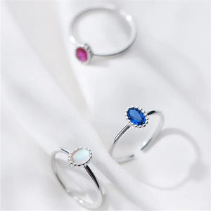 925 Sterling Silver Oval Bead Charm Finger Rings Retro Wedding Party Jewelry
