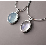 925 Silver Moonstone Aquamarine Pendant Necklace Women's Jewelry