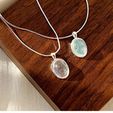925 Silver Moonstone Aquamarine Pendant Necklace Women's Jewelry