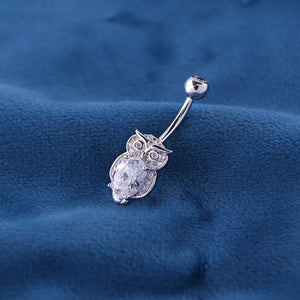 925 Silver Owl Navel Piercing Belly Button Ring Body Jewelry 6 8 10 MM